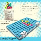 Large Glitter Journal with Clip-on Cubes - Aqua